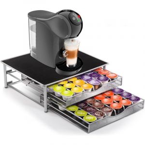 Porte Capsule Dolce Gusto 72 PCs, 2 Tiroirs de Rangement Dosettes avec Support de Machine &agrave; Caf&eacute;, Distributeur Capsules pour La Maison, Bureau, Caf&eacute;,