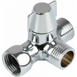 Cyslmuk - Distributeur d'eau entièrement en cuivre avec une vanne d'angle à trois voies supérieure à une entrée et deux sorties