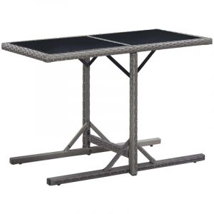 Table de Anthracite 110x53x72 cm Verre et résine tressée