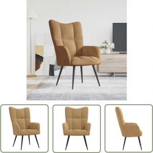 The Living Store - Chaise de relaxation Marron Velours - Fauteuil Relaxant - Chaise Lounge - Meuble Salon - Design Moderne - Velours Marron
