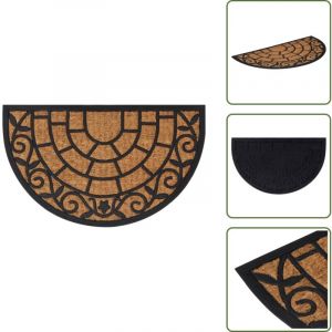 Tapis de porte demi-rond 45x75 cm caoutchouc et fibre de coco - Paillasson - Tapis D'entr&eacute;e - Matelas D'entr&eacute;e - D&eacute;coration Int&eacute;rieure - D&eacute;cor