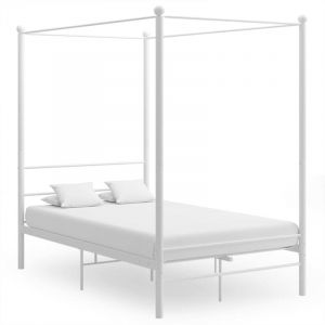 Lit double-140x200 cm, Cadre de Lit à baldaquin Blanc Métal design in JKF488565