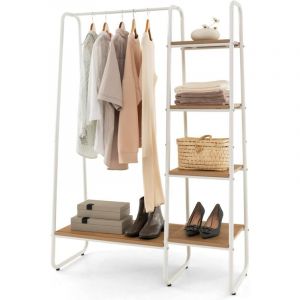 Costway - Portant à Vetement, Penderie Vetement avec Tringle, 5 Étagères, Porte Vetement Solide pour Chambre, Buanderie, Vestiaire, Style Industriel,