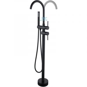 Robinet de Baignoire Ilot 2 Modes Mitigeur de Baignoire Ilot avec Douchette, Rotation &agrave; 360&deg; Robinet de Baignoire sur Pied Laiton Robinet Mitigeur au