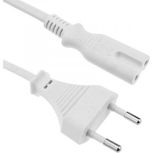 Câble d'alimentation électrique IEC-60320 C7 femelle vers mâle fiche bipolaire 1,5m blanc - Bematik
