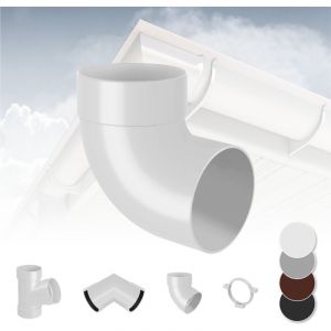 Syst&egrave;me de goutti&egrave;re - PVC plastique de 130 mm, s&eacute;lection de composants - RainWay 130: blanc, Coude de tuyauterie 87&deg; simple