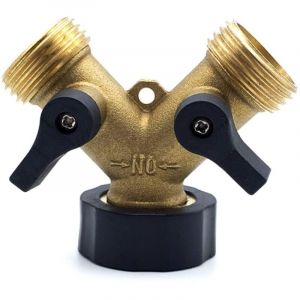 Raccord de tuyau d'arrosage en laiton, s&eacute;parateur de tuyau en Y, s&eacute;parateur de tuyau 3/4, 2 voies robuste, s&eacute;parateur de tuyau d'arrosage en Y,