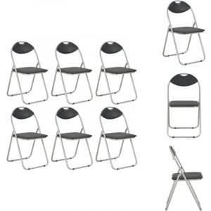 Chaises pliantes à manger lot de 6 noir similicuir - Chaise Pliante - Chaise De Salle À Manger - Chaises Noires - Chaises En Simili Cuir - Chaises