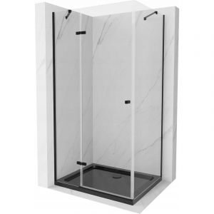 Mexen - Roma cabine de douche battante 120 x 90 cm, transparent, noir + receveur Plat, noir - 854-120-090-70-00-4070B