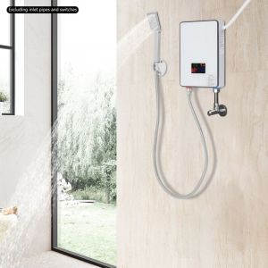 Mini chauffe-eau &eacute;lectrique, chauffe-eau instantan&eacute;, chauffe-eau de douche, syst&egrave;me d'eau chaude instantan&eacute;e avec pomme de douche, chauffe-eau de