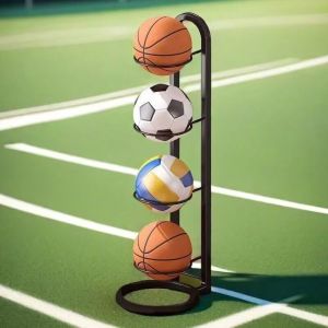 Support Ballon Foot, Rangement Ballon Vertical, Support Ballon Basket en Métal, Support de Basket-Ball, Porte Ballon Basket Amovible, de Balle pour