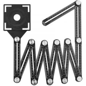 Gunpla R&egrave;gle de mesure multi-angle 12 styles lat&eacute;raux avec gabarit d'angle, trous de positionnement, r&egrave;gle coulissante pliable pour menuisier,