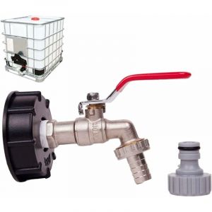 [JAMAIS UTILISÉ]Robinetterie cuve 1000L RTGPT pour récupération d'eau de pluie, adaptateur pour réservoir IBC 3/4" avec double robinet, fabriqué en