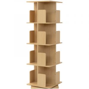 Ml-Design Biblioth&egrave;que Tournante Enfant 4 Niveaux 16 Compartiments Aspect Bois Ch&ecirc;ne 40x124,5x40 cm &Eacute;tag&egrave;re Pivotante 360&deg; Rangement Livres Jouets