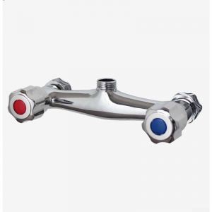 Lntyq Mitigeur de douche de salle de bain, robinet en laiton double sortie chromée, mitigeur thermostatique pour barre de douche, robinet d'eau mural
