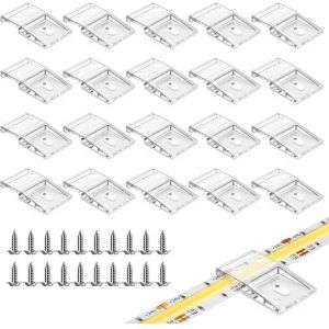 Clips de fixation pour bandes lumineuses transparentes, autocollants avec vis, 50 clips de fixation et vis, pour bandes lumineuses LED de 10 mm de