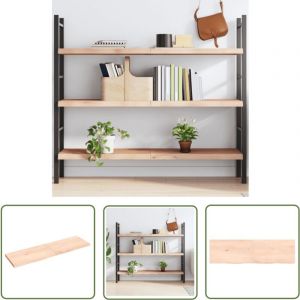 The Living Store - tagère murale 140x40x(2-4) cm bois de chêne massif non traité - Étagère Murale - Étagère Rustique - Étagère En Bois - Étagère