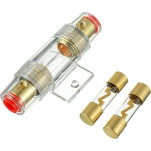1 porte-fusible agu en ligne plaqué or et 2 fusibles agu en verre plaqué or 40A pour la protection de sécurité de l'alimentation audio automobile