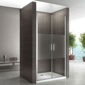 Saniverre - kaya Porte de douche h 185 largeur réglable 74 à 77 cm verre semi-opaque