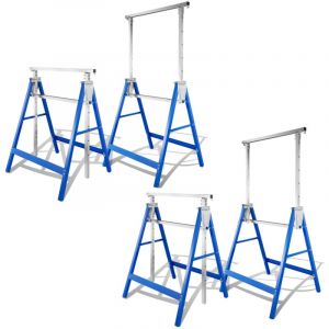 Tolletour - 2x Tréteaux télescopiques Hauteur réglable 80-130cm Bleu pliables Métal