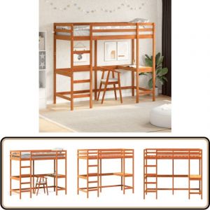 Vidaxl - Lit superposé sans matelas 75x190 cm bois de pin massif - Lit Mezzanine - Lit Surélevé - Lit Design - Meuble Multifonction - Bureau Intégré