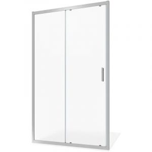 Parama - Porte de douche coulissante pour niche 120 cm Profil&eacute;s aluminium chrom&eacute; Verre opaque 6 mm Ajustable 117-121cm h198 - R&eacute;versible Mod. Tahiti