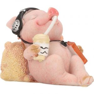 Statue de cochon en r&eacute;sine, Mini figurine musicale amusante et d&eacute;contract&eacute;e, pour d&eacute;coration d'&eacute;tag&egrave;re de table Statue