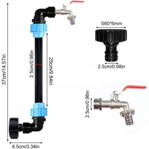 Robinet ibc Col de Cygne de Cuve, Robinet Cuve 1000L, Kit de Raccordement ibc, Sortie Robinet 3/4 Pouce Adaptateur de Réservoir ibc Accessoires pour