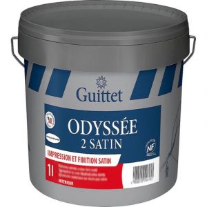 GUITTET ODYSS&Eacute;E 2 SATIN - peinture 2 en 1 lessivable, anti-moisissures, classe 1, A+ Couleur: Blanc - Conditionnement: 10 Litres