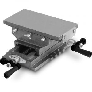 Eberth - Table croisée en fonte et acier, table travail 120 x 230mm, hauteur travail 100mm, étau à 2 axes pour travaux de perçage et de fraisage,