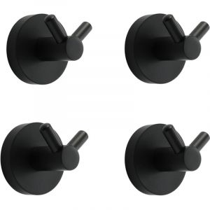 Noir Crochet Mural Acier inox Patère Murale Double Ronde Patere Porte Manteau Installation à Vis Crochet de Manteau pour Cuisine, Salon et Bureau
