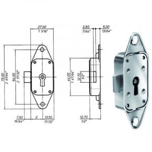 Serrure pour meubles &agrave; tiges rotatives M85 Meroni