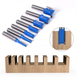 7 Pcs Fraise Defonceuse Bois 8mm Kit, Fraise Defonceuse Droite, Long Stright Router Bit 6/8/10/12/14/18/20mm, pour Travail du Bois, Couper, Tailler