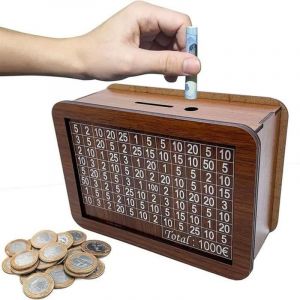 Tirelire en bois avec compteur, tirelire enfant avec objectif et chiffres, tirelire en bois Coin Bank, bo&icirc;te de rangement