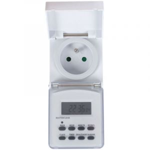 Velleman &ndash; Minuteur hebdomadaire num&eacute;rique ext&eacute;rieur &ndash; Alimentation 230V &ndash; 10 programmes &ndash; IP44 &ndash; Pour contr&ocirc;le automatique &ndash; E305WON