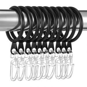 50 Pi&egrave;ces Anneaux Rideaux en m&eacute;tal et 60 Pi&egrave;ces Crochet Rideau, Anneaux pour Tringle &agrave; Rideaux, Diam&egrave;tre Int&eacute;rieur 30mm, Crochet pour Rideaux,