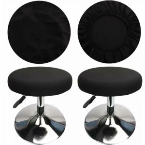 4 Pi&egrave;ces Noir)Housse Tabouret Rond Housse Tabouret de Bar, Tissu de Luxe, Diam&egrave;tre 30-36cm, Extensible, Infroissable, Lavable et Anti-Poussi&egrave;re