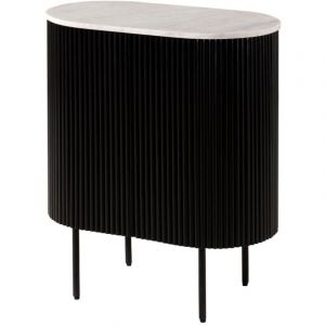 Massivmoebel24.de - Commode en bois de Manguier 65x38x76 noir laqué / marbre blanc barcelona 115
