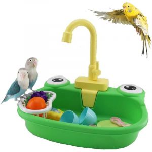 Baignoire pour perroquet, baignoire automatique pour oiseaux avec robinet, boîte de douche multifonctionnelle pour perruches, jouets de salle de bain