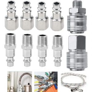 10 pcs Raccords de compresseur 1/4'BSP Raccord Rapide Pneumatique Européen Coupleur pneumatique d'air kit compresseur accessoire d'air tuyau air