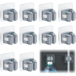 Accroche Balai Mural, Range balai mural, 10 Pi&egrave;ces Porte Balais Mural, Porte Balais Mural Sans Percage, Convient pour Cuisine, Salle de Bain, Jardin,