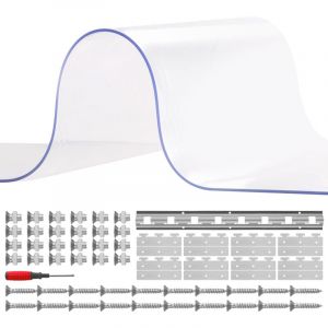 Mophorn - Rideau &agrave; lani&egrave;res, 243,8 cm de hauteur x 122,9 cm de largeur, 2,2 cm d'&eacute;paisseur, 8 rideaux de porte &agrave; lani&egrave;res en pvc transparent pour