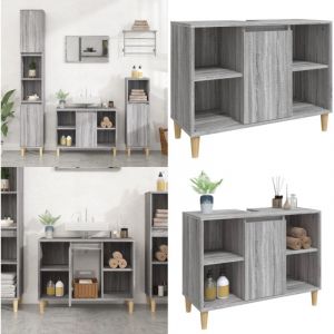 Vidaxl - Meuble d'évier sonoma gris 80x33x60 cm bois d'ingénierie - Armoire De Salle De Bain - Meuble Lavabo - Meuble Sous Vasque - Rangement Salle