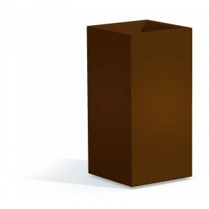 Idralite - Pot de fleurs carr&eacute; jardini&egrave;re en r&eacute;sine h 80 mod. Cube Top 40x40 bronze