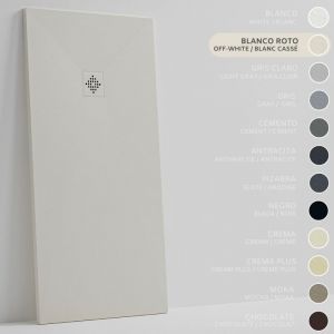 SOULBATH Receveur de Douche -R&eacute;sine -Gel Coat -Texture Lisse/Pierre -Antid&eacute;rapant -Couleur Blanc Cass&eacute; - 110x90- Extra plat 3cm. Bonde de Vidage