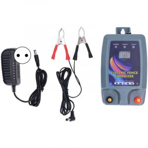 Cl&ocirc;ture &eacute;lectrique 5km &agrave; impulsion haute tension Mini cl&ocirc;ture pour animaux Energizer pour cochons moutons chiens 100-240V