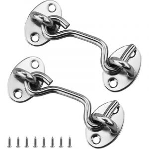 Crochet Cabine 2 Pi&egrave;ces Crochet Fermeture Porte,Serrure &agrave; Crochet de Porte en Acier Inoxydable,Avec Vis de Montage,Pour Fen&ecirc;tre,P