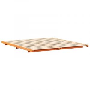 Lit double，Lit adulte，Cadre de lit sur&eacute;lev&eacute; Marron cire 180 x 210 cm CFW7600920