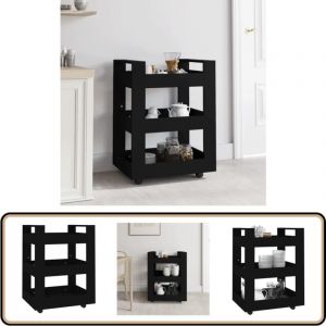 Chariot de cuisine Noir 60x45x80 cm Bois d'ingénierie - Chariot De Cuisine - Chariot De Rangement - Chariot à Légumes - Meuble De Cuisine - Rangement