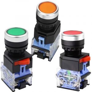 Bouton-poussoir momentan&eacute; rouge vert jaune Bouton-poussoir momentan&eacute; de 22 mm Bouton-poussoir de d&eacute;marrage et d'arr&ecirc;t Bouton-poussoir de d&eacute;marrage et